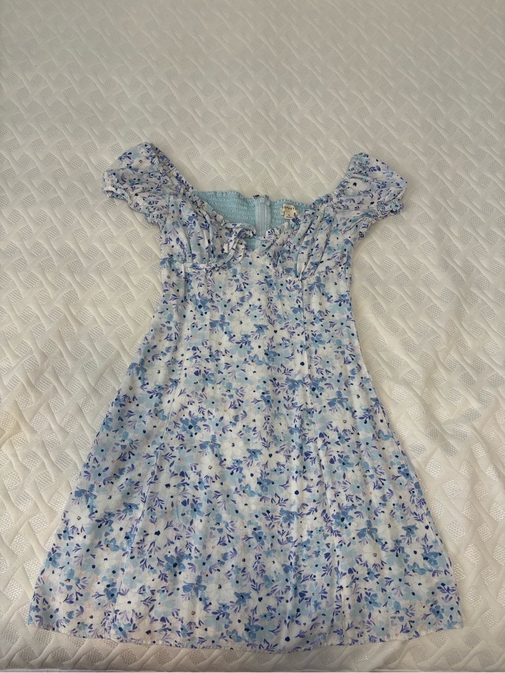 Aeropostale Blue & White Floral Off-Shoulder Dress XS